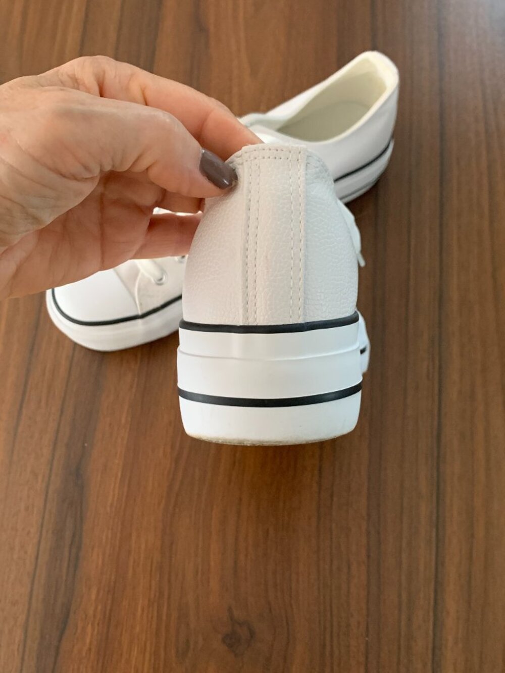 NWOB Faux Leather Converse Style Textured White Sneaker Shoes Casual 8 EU 39 - Picture 6 of 8